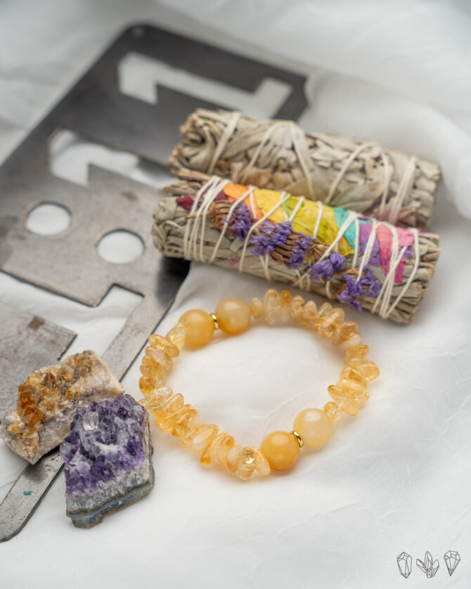 Citrine + Calcite Handmade Stretch Bracelet