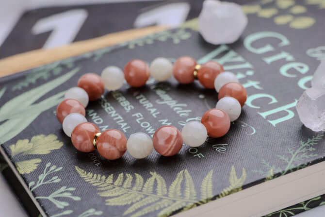 Sunstone + Moonstone Handmade Stretch Bracelet - Image 2