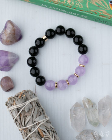 Amethyst + Onyx Handmade Stretch Bracelet