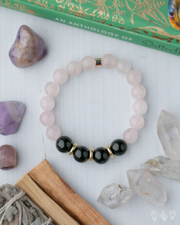 Rose Quartz + Black Onyx Handmade Stretch Bracelet