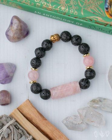 Rose Quartz + Lava Stone Handmade Stretch Bracelet