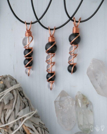 Shungite + Quartz Crystal Pendant Necklace