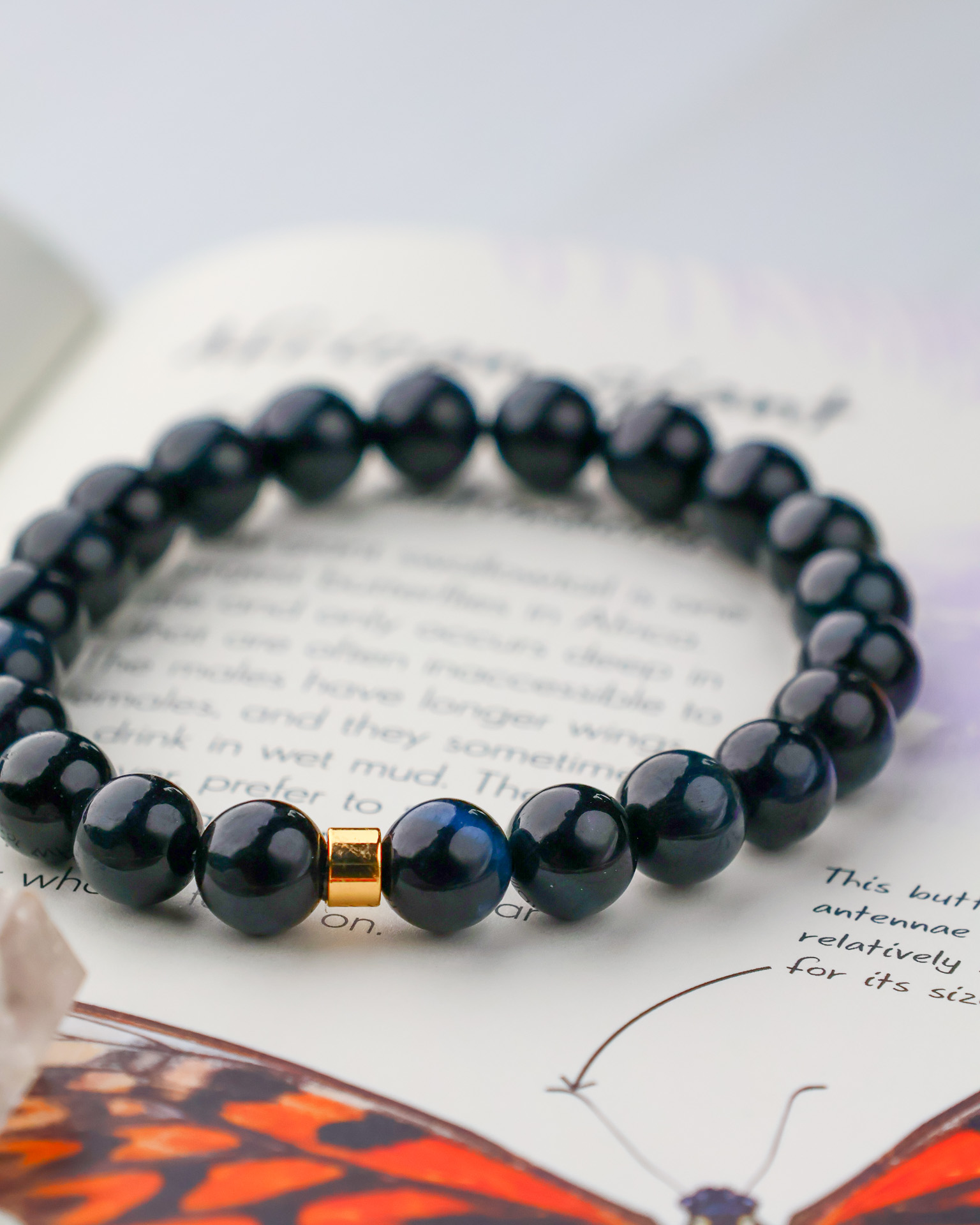 Blue Tigers Eye Handmade Stretch Bracelet - Image 2