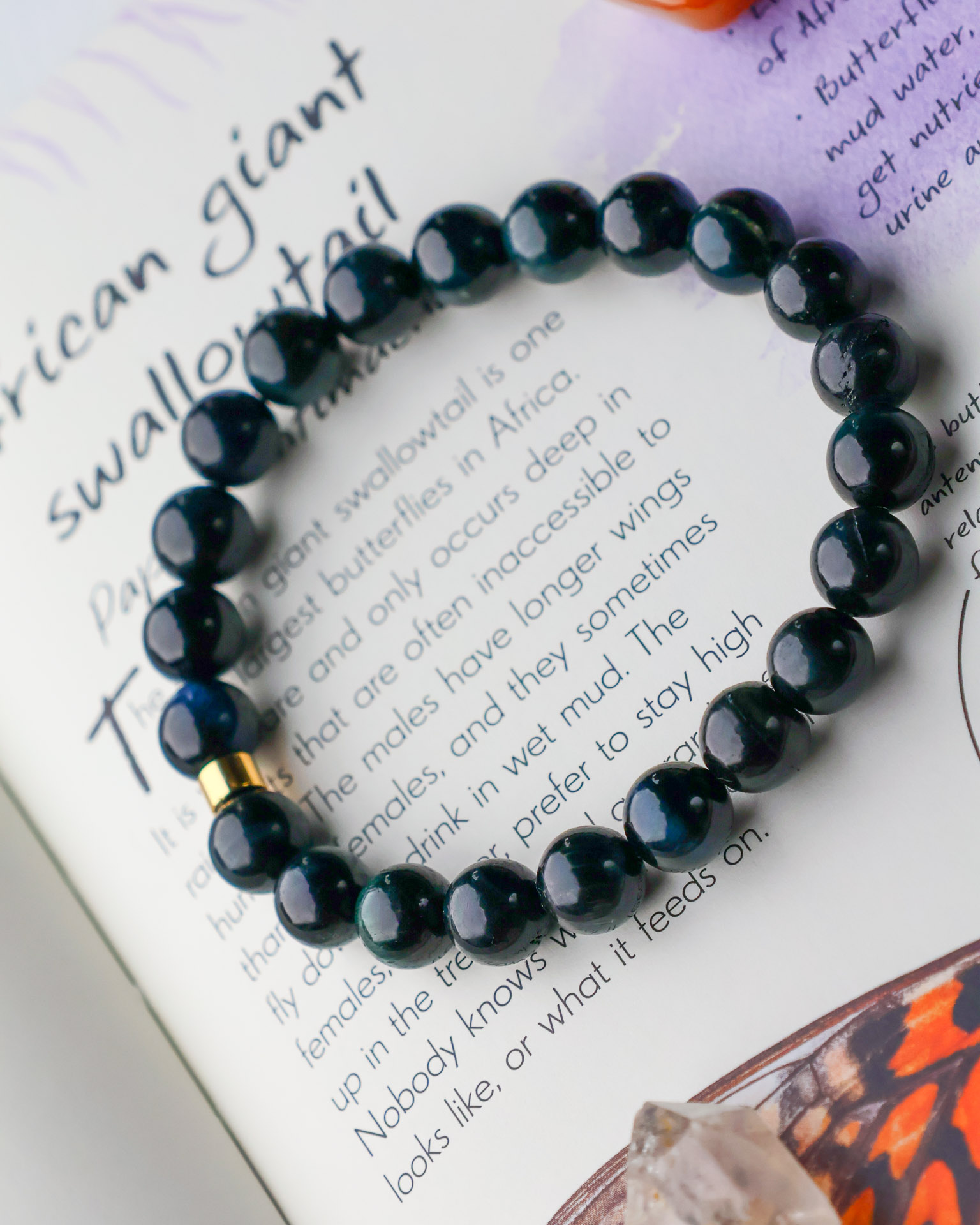 Blue Tigers Eye Handmade Stretch Bracelet - Image 3