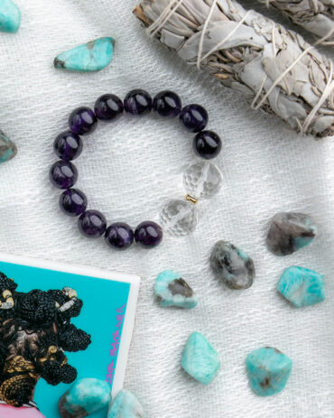 Amethyst + Quartz Crystal Stretch Bracelet