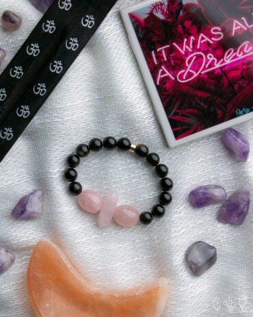 Rose Quartz + Gold Sheen Obsidian Stretch Bracelet