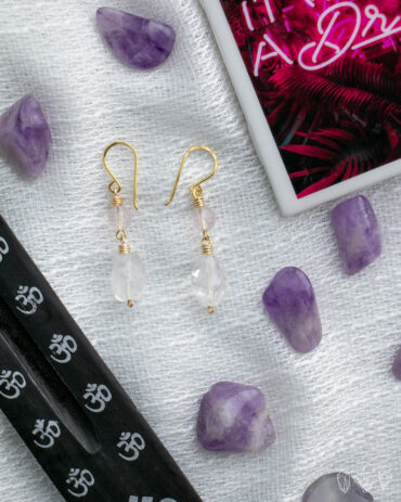 Petite Faceted Rose Quartz & Clear Quartz Earrings