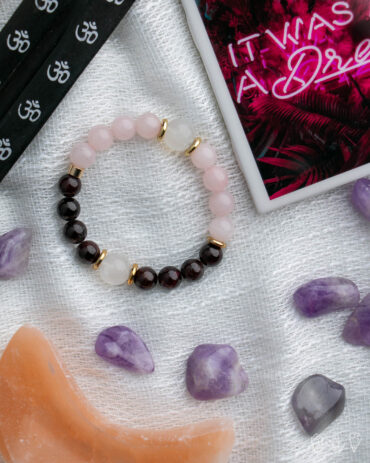 Rose Quartz + Garnet + Moonstone Stretch Bracelet