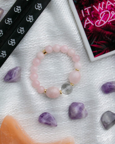 Rose Quartz + Quartz Crystal Stretch Bracelet