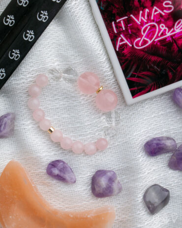 Rose Quartz + Quartz Crystal Stretch Bracelet