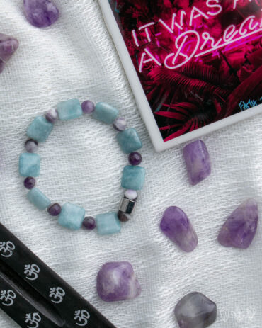 Aquamarine + Amethyst Handmade Stretch Bracelet
