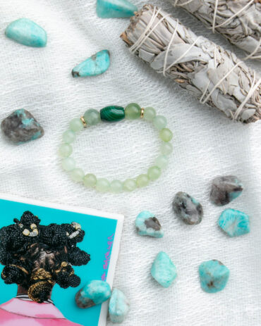 Green Jade Serpentine + Malachite Stretch Bracelet