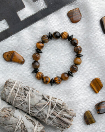 Tiger's Eye + Black Obsidian Handmade Stretch Bracelet