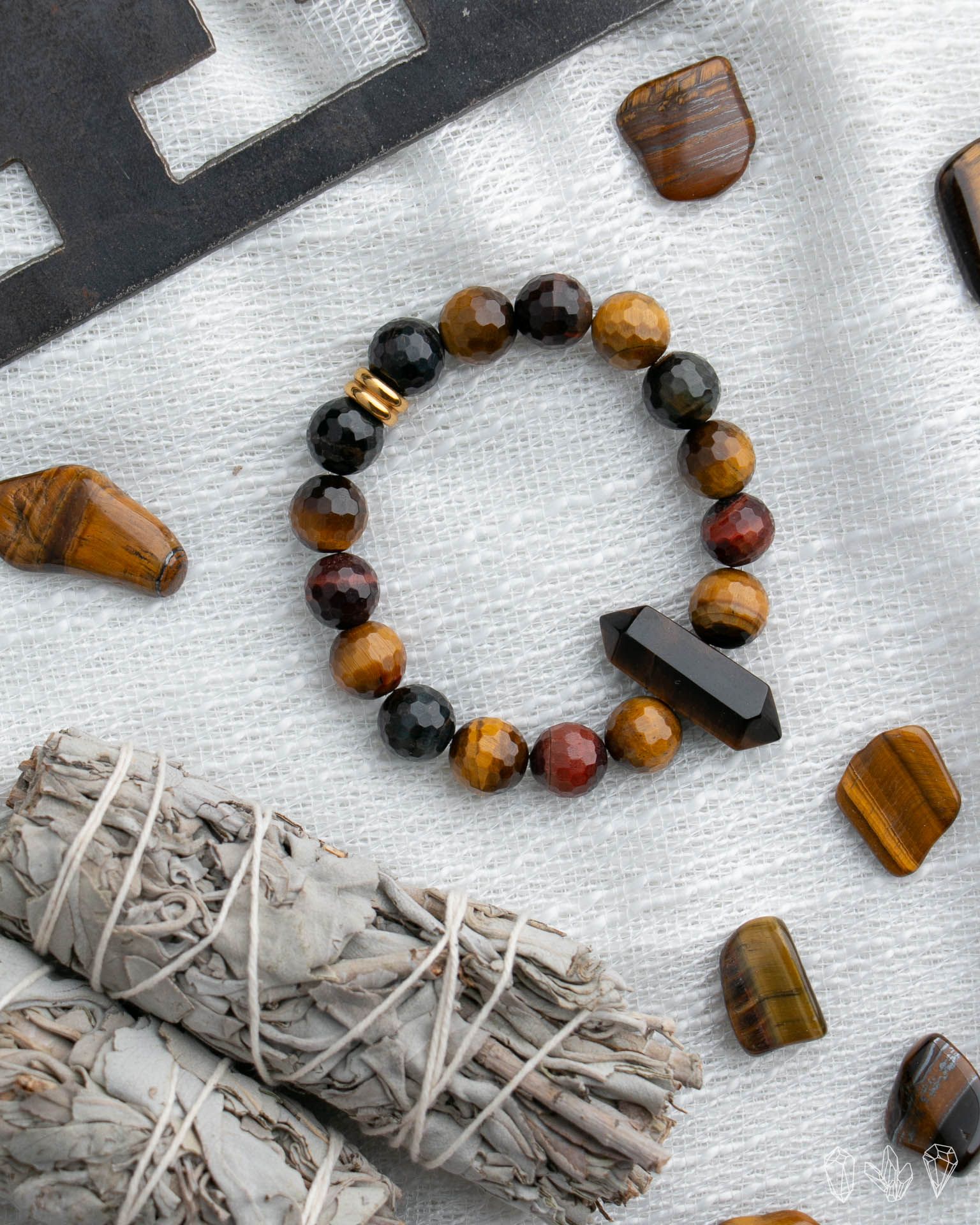 Red | Blue | Yellow Tigers Eye Handmade Stretch Bracelet